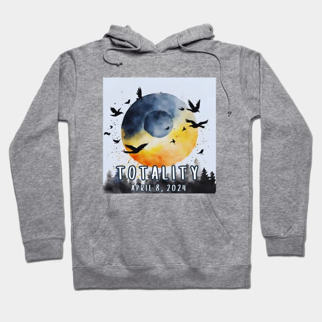 Totality April 8, 2024 Total Eclipse Bird Lover Hoodie by Little Duck Designs